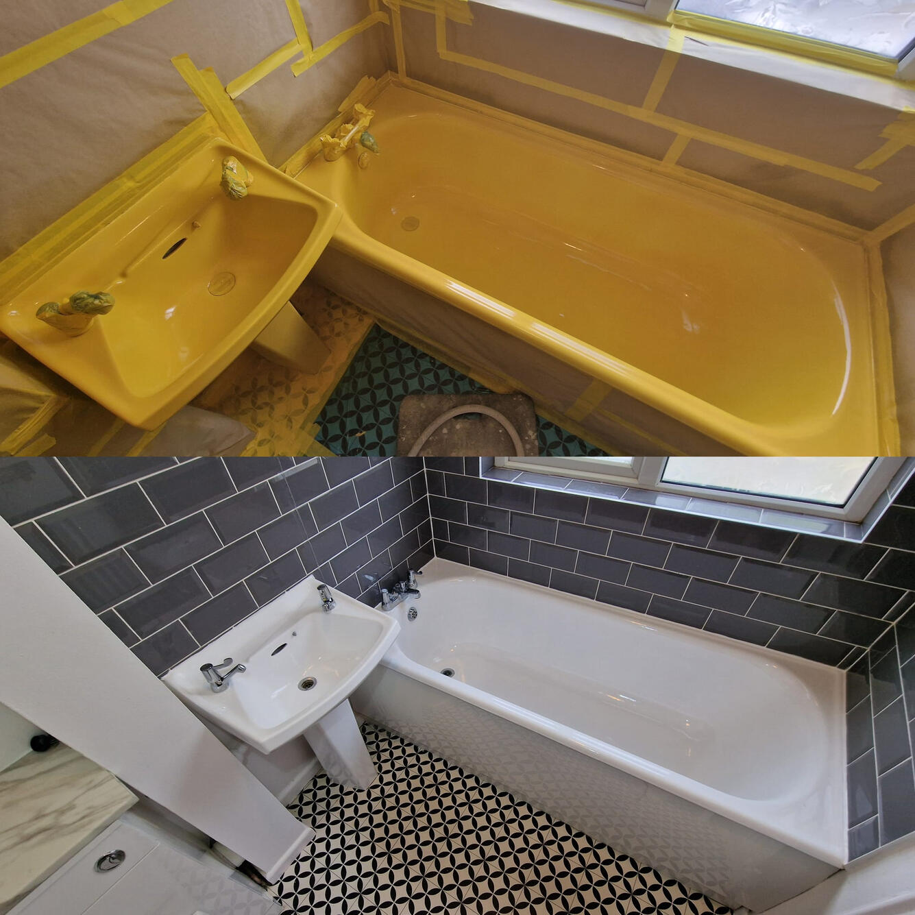 SINK AND BATH RE-ENAMELLED Before and after ceramic sink and steel bath re-enamelling in Bishopdown, Salisbury.
